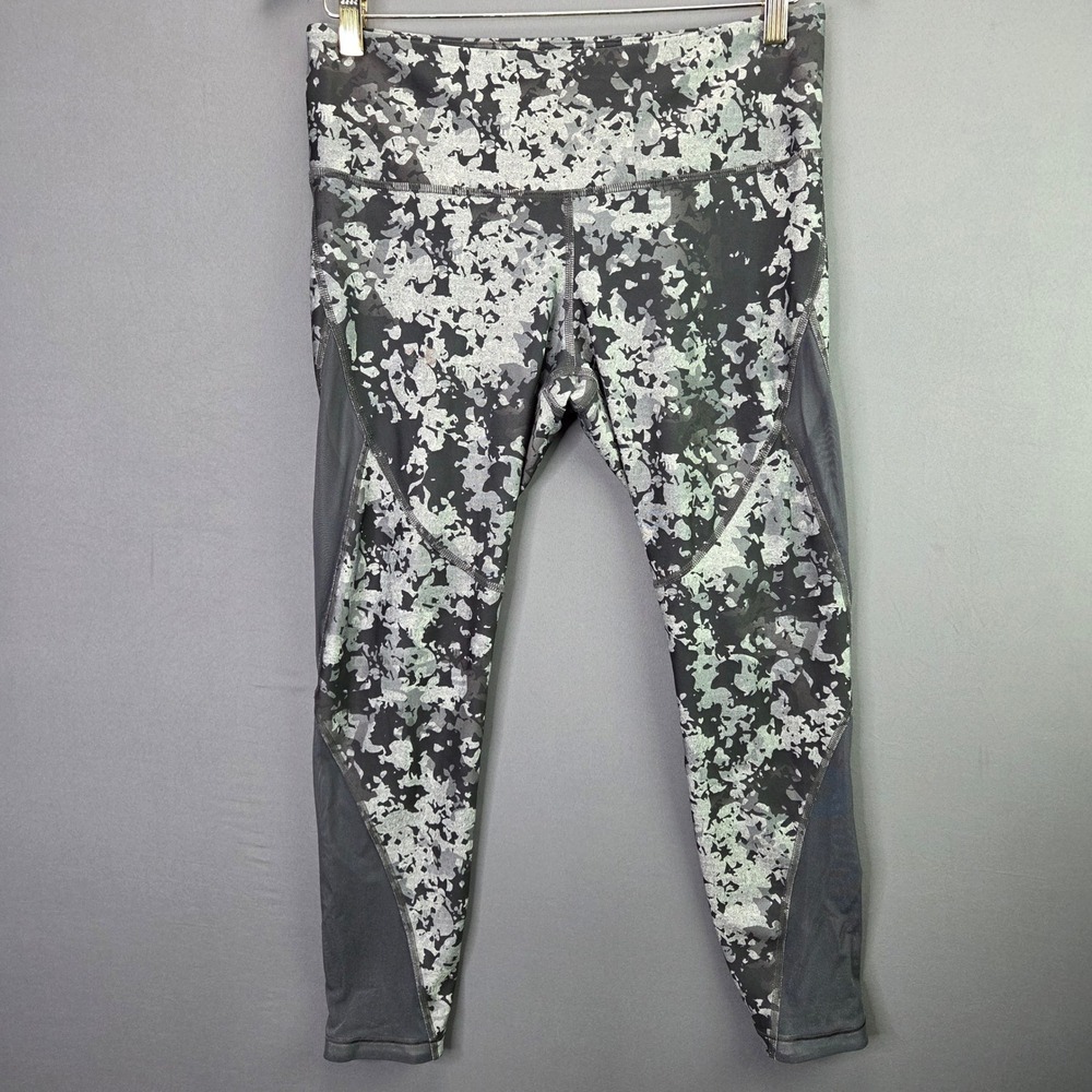 Under Armour Leggings HeatGear Compression Large Grey Camo Mesh Panels 3820